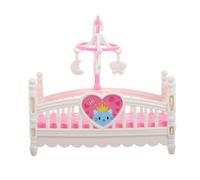 Mini Doll House Crib - ABS Cartoon Bed | Miniature Furniture | Pink White Pretend Play Decor, Mini Doll Bed for Nursery Display, Landscape Decoration, Kids Photography Props