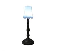 Mini Doll House Lamp 7-Inch White LED Vintage Floor Lamp, Battery Operated Tiny Model Night Light with Base, Miniature Decor for Dollhouse Indoor Diorama (Style D)