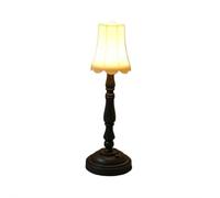 Mini Doll House Lamp 7-Inch White LED Vintage Floor Lamp, Battery Operated Tiny Model Night Light with Base, Miniature Decor for Dollhouse Indoor Diorama (Style A)