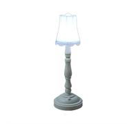 Mini Doll House Lamp 7-Inch White LED Vintage Floor Lamp, Battery Operated Tiny Model Night Light with Base, Miniature Decor for Dollhouse Indoor Diorama (Style C)