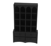 Mini Dollhouse Furniture Cabinet Vintage Wooden Bookshelf for Dollhouse Decoration Compact Storage for Creative Play and Organization Black Miniature Bookshelf for Tiny Spaces