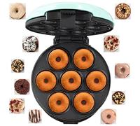 Mini Donut Maker, Non Stick 7-Hole Electric Doughnut Maker with Electric Non-stick Surface, Unique Thermostatic Design, Makes 7 Desserts, for Holiday, Breakfast or Snack, Desserts and More blue