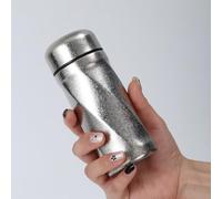 Mini Double Wall Titanium Insulated Flasks with Tea Infuser Vacuum Sealed Thermal Cup Silver Leakproof Durable Lightweight for Hot Cold Beverage Portable Filter Tea Lovers Travel Mug Bottle 200ML