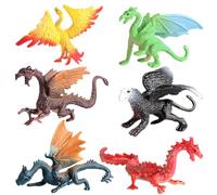 Mini Dragon Figures Plastic Figurines in Assorted Colors and Styles - Mythical Toys for Kids and Toddler Education Party Favors 6pcs