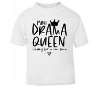 Mini Drama Queen Looking for a New Scene Statement [BBY5] Short Sleeve Cotton Toddler t Shirt, 2-3 Years, White