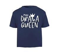 Mini Drama Queen Statement [BBY5] Short Sleeve Cotton Toddler t Shirt, 3-4 Years, Navy
