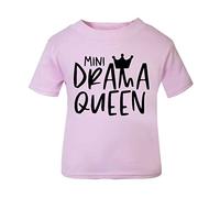 Mini Drama Queen Statement [BBY5] Short Sleeve Cotton Toddler t Shirt, 3-4 Years, Pastel Pink
