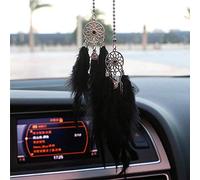 Mini Dream Catcher, Small Handmade Dreamcatcher Wall Hanging Feather Decoration Home Decor Car Charms Accessories for Birthday Festival Craft Gift (Black)