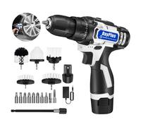 (Mini Drill and Brush Set with 2 Batteries) Cordless Drill 16.8V Drill Driver Set Drill Set with Brush Cleaning Power Scrubber 3/8'' Keyless Chuck Powered Drill