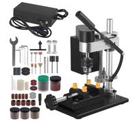 Mini Drill Press with Soft Axis Function,Portable Pillar Drill with 775 Motor,Precision Bench Driller Machine with 195PCS Accessories CNC Machining,Elecric Table Driller for Metal Wooden Jewelry DIY