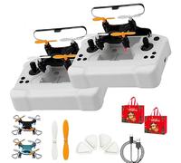 Mini Drone Beginner-Friendly Stunt Flyer, All-Ages Mini Drone with Easy Stunt Flights & 360° Tricks, Remote Control Ornithopter with LED Light & Propeller Protection & Altitude Hold (2PCS-Black)