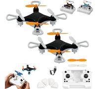 Mini Drone Beginner-Friendly Stunt Flyer, All-Ages Mini Drone with Easy Stunt Flights & 360° Tricks, with LED & Altitude Hold & Propeller Protection, For Indoors Outdoor (2pcs*Black)