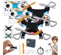 Mini Drone Beginner-Friendly Stunt Flyer, Beginner Friendly Stunt Flyer with Easy Stunts Flights & 360° Tricks, Mini Drone for Kids and Beginners, with Led Light & Propeller Protection (Black*2)