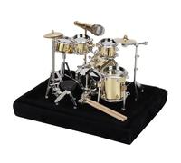 Mini Drum Kit Model with Transparent Cover, Desktop Decoration Musical Instrument Ornament Gift for Birthdays, Graduation, Metal Craft Home Decor, Father's Day Mother's Day Family Friends Present