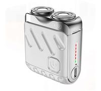Mini Dual-Head Electric Shaver, Portable Rotary Dual Ring Electric Shaver, Mini Electric Razor with LED Display, Rechargeable Waterproof Pocket Razor for Men (Silver)