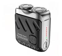 Mini Dual-Head Electric Shaver, Portable Rotary Dual Ring Electric Shaver, Mini Electric Razor with LED Display, Rechargeable Waterproof Pocket Razor for Men (Black)