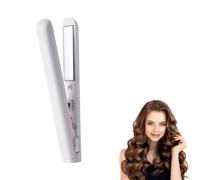 Mini Dual Purpose Curling Iron - 2 in 1 Hair Straightener and Curler, Heats Up Fast,USB Plug-in Small Hair Curler Iron,Portable Home Travel Curling Wand for All Hair Types (White)