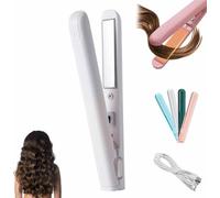 Mini Dual-Purpose Curling Iron, 2025 New Cordless Hair Straighteners Curler, Mini Hair Curling Iron for Short and Long Ha-ir,Portable Curler, Suitable for Home and Travel (White-1)