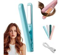 Mini Dual-Purpose Curling Iron, 2025 New Cordless Hair Straighteners Curler, Mini Hair Curling Iron for Short and Long Ha-ir,Portable Curler, Suitable for Home and Travel (Blue-1)