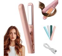 Mini Dual-Purpose Curling Iron, 2025 New Cordless Hair Straighteners Curler, Mini Hair Curling Iron for Short and Long Ha-ir,Portable Curler, Suitable for Home and Travel (New Pink-1)