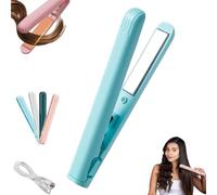 Mini Dual Purpose Curling Iron, 2025 Upgrade Mini Curling Wand and Flat Iron Mini Curling Iron, Portable Travel Curling Wand for All Hair Types (Blue)