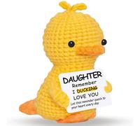 Mini Duck Daughter Gifts from Mom Dad,Handmade Emotional Crochet Duck for Easter Basket Stuffers,I Love You Crochet Duck Desk Decor for Birthday Christmas Stocking Stuffer
