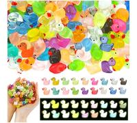 Mini Ducks 100pcs, 18 Colors Glow in The Dark Mini Resin Ducks Little Miniature Plastic Ducks Little Animals Figures to Hide Tiny Duck Accessories for Aquarium Dollhouse Fairy Garden Landscape Decor