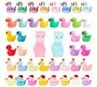 Mini Ducks 50 Pack Plastic Duck Little Small Resin Duck Animals Figures Miniature Llama Fairy Garden Micro Trinkets Toy Dollhouse Accessories Gifts Pink