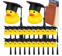 Mini Ducks - Cute Soft Graduation Rubber Toys With Black Cap | Funny For Graduation Theme Party, Birthday Celebration, Event Favors