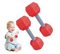 Mini Dumbbell Rattle - 2-Piece Set | Fitness, 12x4.5cm Play | Cute ABS Weight Toy,Motor Development | Safe, Durable, Perfect As A Shower Or First Birthday Gift, Compact Size