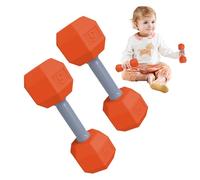 Mini Dumbbell Rattle - 2-Piece Set | Fitness, 12x4.5cm Play | Cute ABS Weight Toy,Motor Development | Safe, Durable, Perfect As A Shower Or First Birthday Gift, Compact Size