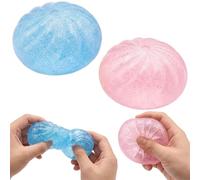 Mini Dumpling Squishy, 2-Pack Glitter Dumpling Sensory Toys, Stress Relief Fidget Toys for ADHD Focus and Office Anxiety, Soft Plastic Dumplings Squishy Mystery with 5.5cm