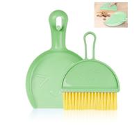 Mini Dustpan and Brush, Green Broom and Dustpan Set, Portable Cleaning Brush and Dustpan Combo, Flexible Lip, Perfect for Dust, Dirt and Crumbs, Ideal for Most Hard Surfaces, Space Saving Design