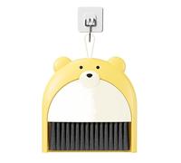 Mini Dustpan and Brush Mini Broom and Dustpan Set Debris Clean Brush Suitable for Desktop Keyboard Household Kitchen Little Bear(Yellow)