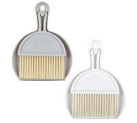 Mini Dustpan and Brush Sets, 2Pack Dust Pan and Brush，Handheld Broom and Dustpan Set, Portable Cleaning Brush with Dustpan Combo for Home, Table, Countertop, Sofa, Key Board (White Grey)