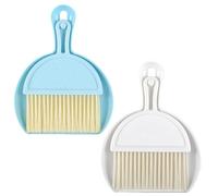 Mini Dustpan and Brush Sets, 2Pack Dust Pan and Brush，Handheld Broom and Dustpan Set, Portable Cleaning Brush with Dustpan Combo for Home, Table, Countertop, Sofa, Key Board (White blue)