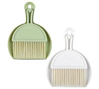 Mini Dustpan and Brush Sets, 2Pack Dust Pan and Brush，Handheld Broom and Dustpan Set, Portable Cleaning Brush with Dustpan Combo for Home, Table, Countertop, Sofa, Key Board (White Green)