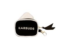 Mini Earbuds Case with Clasp | Compact AirPods Holder | Small Zipper Pouch for Earphones | Travel Earbuds Storage Bag | Portable Headphone Case | Cotton Earphone Organizer | Black