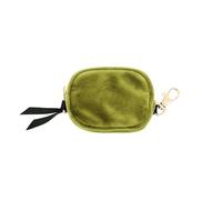 Mini Earbuds Case with Clasp | Compact AirPods Holder | Small Zipper Pouch for Earphones | Travel Earbuds Storage Bag | Portable Headphone Case | Cotton Earphone Organizer | Green Velvet