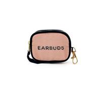 Mini Earbuds Case with Clasp | Compact AirPods Holder | Small Zipper Pouch for Earphones | Travel Earbuds Storage Bag | Portable Headphone Case | Cotton Earphone Organizer | Pink/Blush