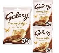 Mini Easter Eggs Bags & Pouches - Multiple Styles & Flavours - Pack of 3 Mini Chocolate Egg Bags - 18 Variations Available - Seasonal Easter Treats (Galaxy Mini Easter Eggs 74g - Pack Of 3)