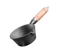 Mini Egg Frying Pan for Butter Melting Iron with Long Wooden Handle | Pancake Cooking Pan, Milk Heating Pot, Dessert Making and Caramel Melting, Gas or Induction Use