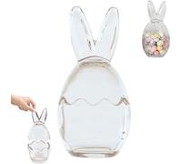 Mini Egg Jar, Easter Bunny Ears Glass Storage Jars, Glass Egg Cup Clear Container, Easter Decorations Table Small Candy Holder, with Removable Lids, Home Decor for Candy, Treats, Pantry Organisation
