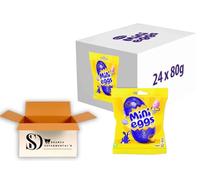 Mini Eggs Milk Chocolate Sharing Pouch 80g - Crispy Sugar Shell Easter Candy Treat (24 Packs)