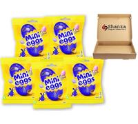 Mini Eggs Milk Chocolate Sharing Pouch 80g - Crispy Sugar Shell Easter Candy Treat (5 Packs)
