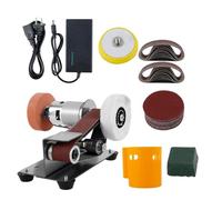 Mini Electric Belt Grinder Knife Sharpener - Multifunctional Bench Belt Sander Polisher with Grinding Wheel, Polishing Wheel & Polishing Disc for Metal Wood Knife Tool Sharpening