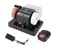 Mini Electric Belt Sander, Cordless Belt Sanding Machine Stepless Speed Adjustable with 120-Grit and 80-Grit Dual Wheel 3000mAh Battery and Charger for Sharpening Polishing Rust Removal