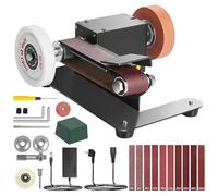 Mini Electric Belt Sander, Upgrade 7 Adjustable Speed Electric Belt Sanding Machine with Full Set of Accessories, Multifunctional Bench Polishing Grinder for DIY Woodworking Metal Making(UK Plug)