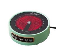 Mini Electric Ceramic Stove, 150W Round Household/Outdoor Glass Tea Stove-4H Timer-Multi-Stage Firepower for Making Coffee/Tea, 110V/220V,Green