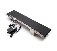 Mini Electric Desktop Conveyor Belt, Speed Adjustment PVC Belt Conveyor, Small Conveyor Cargo Lane for Food Processing, Product Packaging,Black-10x50cm
